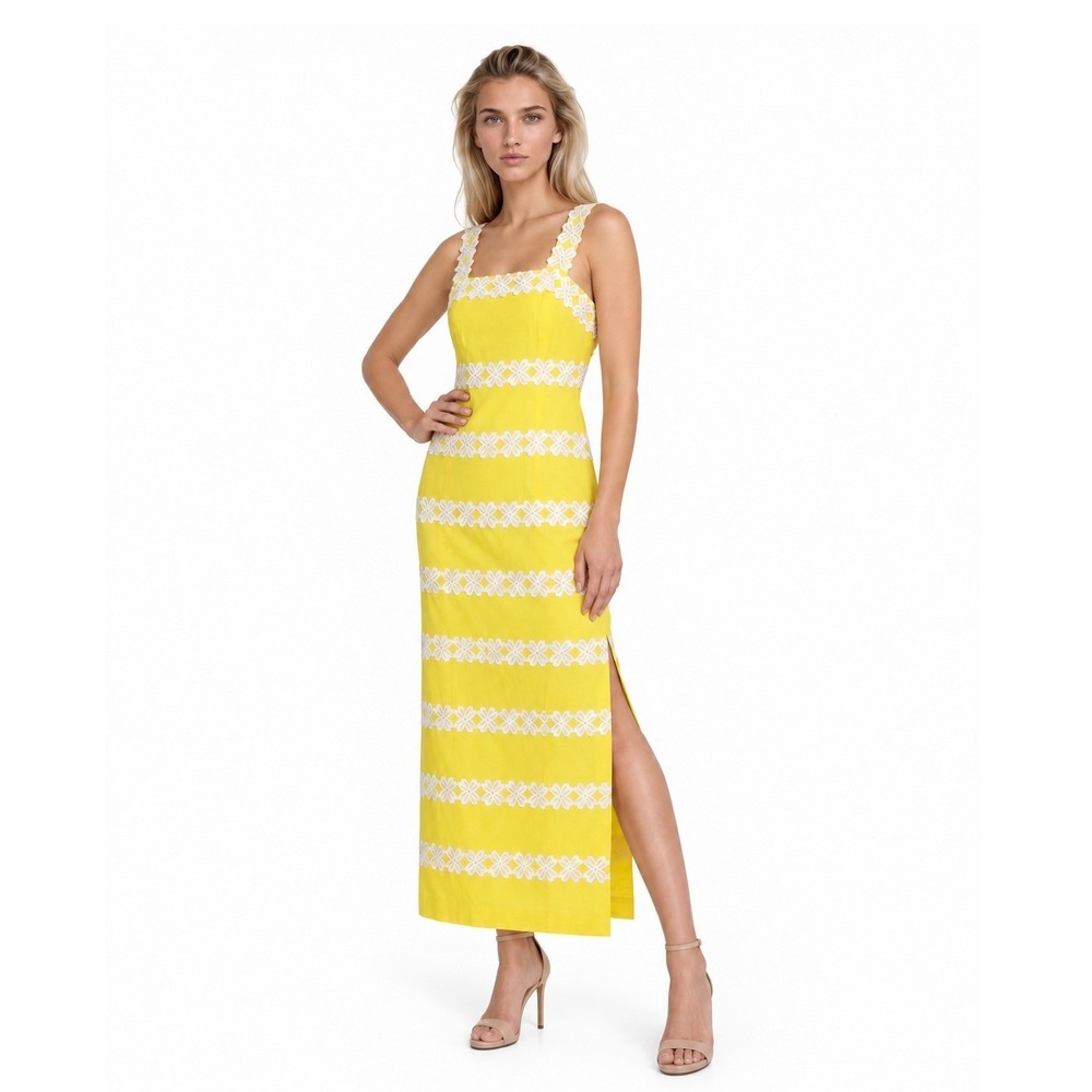 NWT Lilly Pulitzer Davis Maxi Dress Women's Size 8 Yellow 100% Cotton MSRP $298